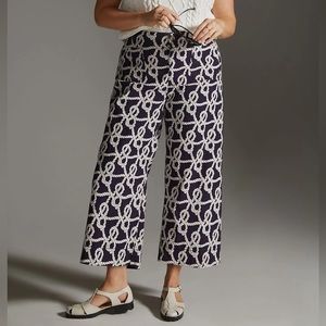 Anthro Colette Wide-leg pants, Navy rope print